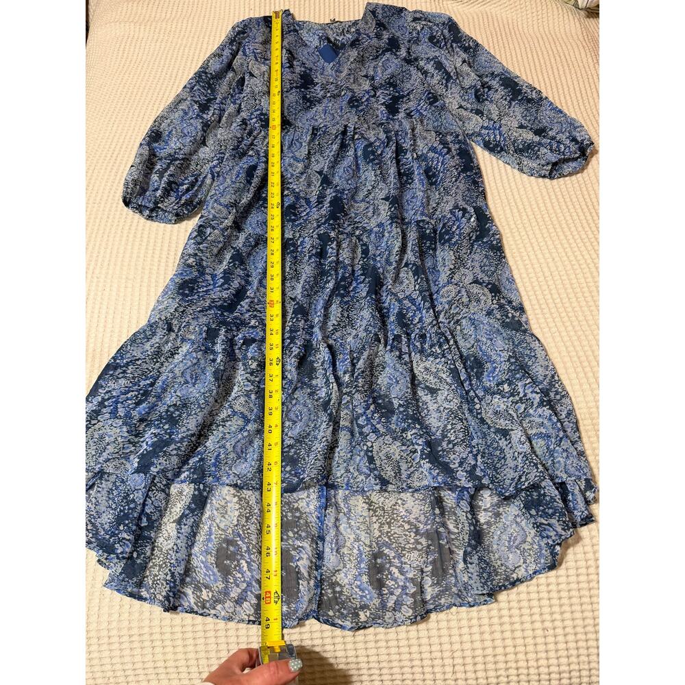 Joie Cottage Core Floral Paisley Tiered Midi Long Sleeve Summer Dress Medium - Picture 8 of 12